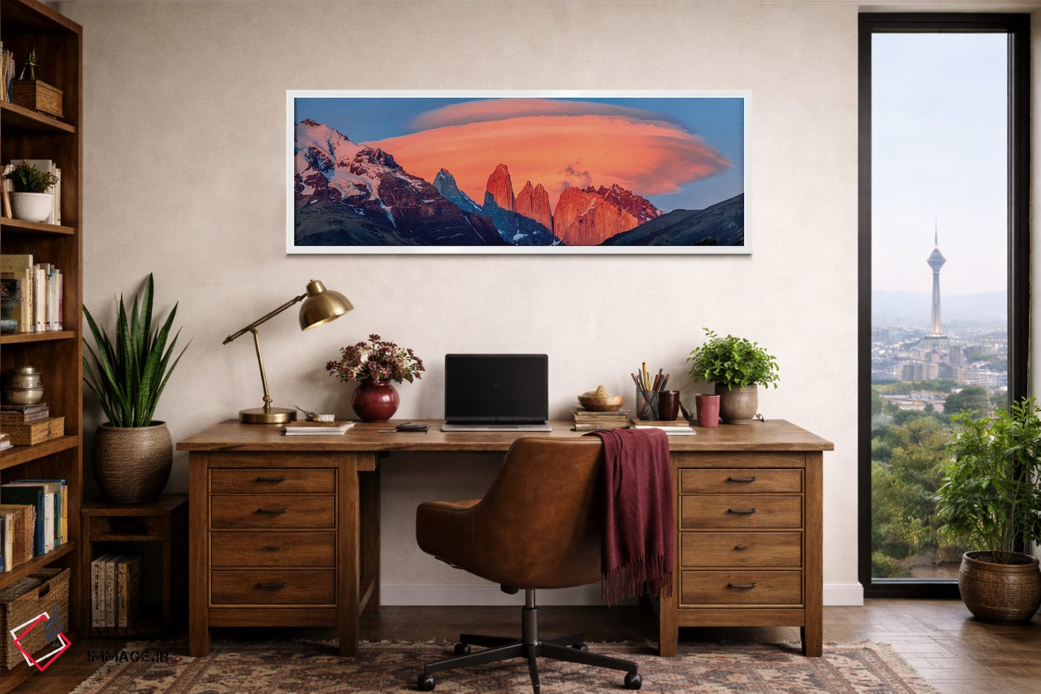 تابلو دکوراتیو منظره ای با کوه ها در هنگام غروب، پارک ملی تورس دل پاین… اثر پانورامیک ایمجز - D2W