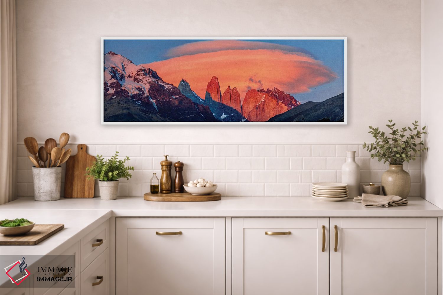 تابلو دکوراتیو منظره ای با کوه ها در هنگام غروب، پارک ملی تورس دل پاین… اثر پانورامیک ایمجز - D1W