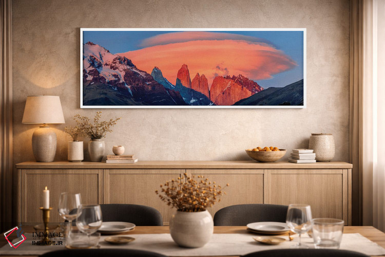 تابلو دکوراتیو منظره ای با کوه ها در هنگام غروب، پارک ملی تورس دل پاین… اثر پانورامیک ایمجز - D3W