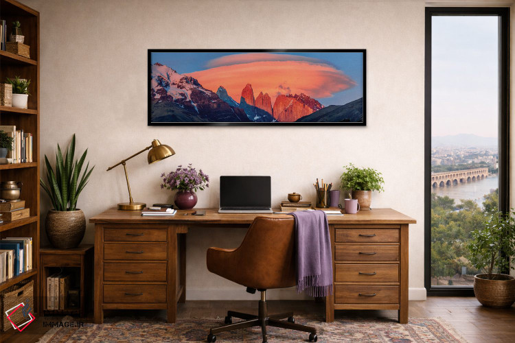 تابلو دکوراتیو منظره ای با کوه ها در هنگام غروب، پارک ملی تورس دل پاین… اثر پانورامیک ایمجز - D4B