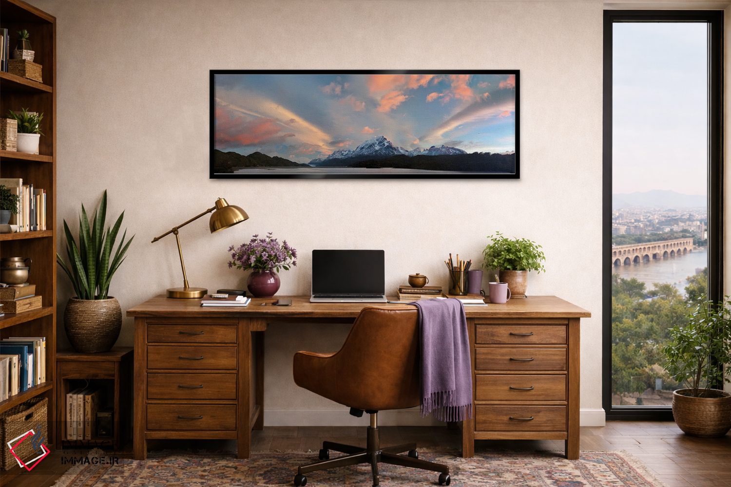 تابلو دکوراتیو منظره ای با دریاچه گری و کوه ها در هنگام غروب، پاتاگونی… اثر پانورامیک ایمجز - D3B