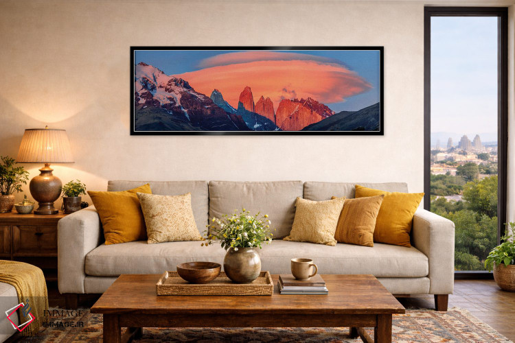 تابلو دکوراتیو منظره ای با کوه ها در هنگام غروب، پارک ملی تورس دل پاین… اثر پانورامیک ایمجز - D6B
