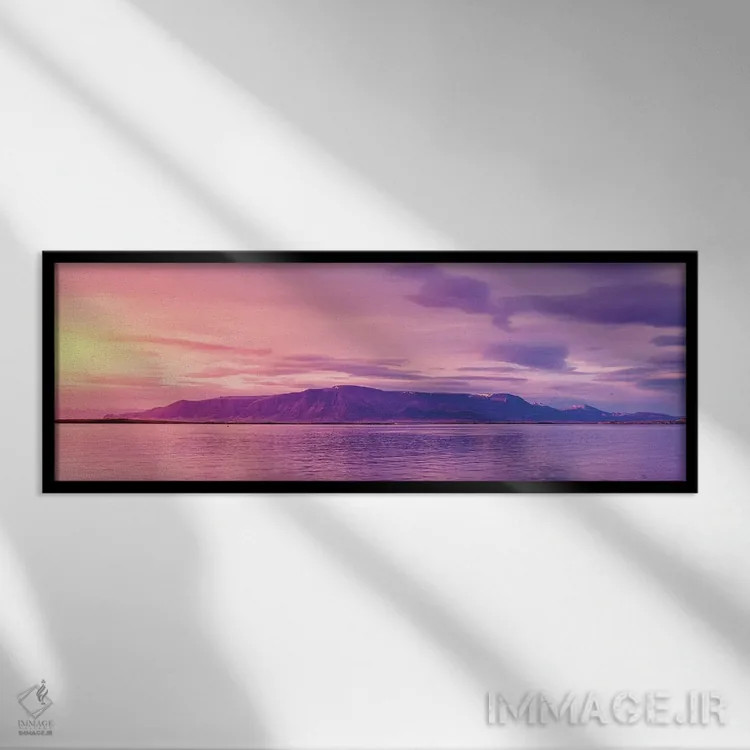 تابلو دکوراتیو Reykjavik, Iceland" - "کوه اسجا در غروب، ریکیاویک، ایسل… اثر پانورامیک ایمجز - نمای قابدار مشکی