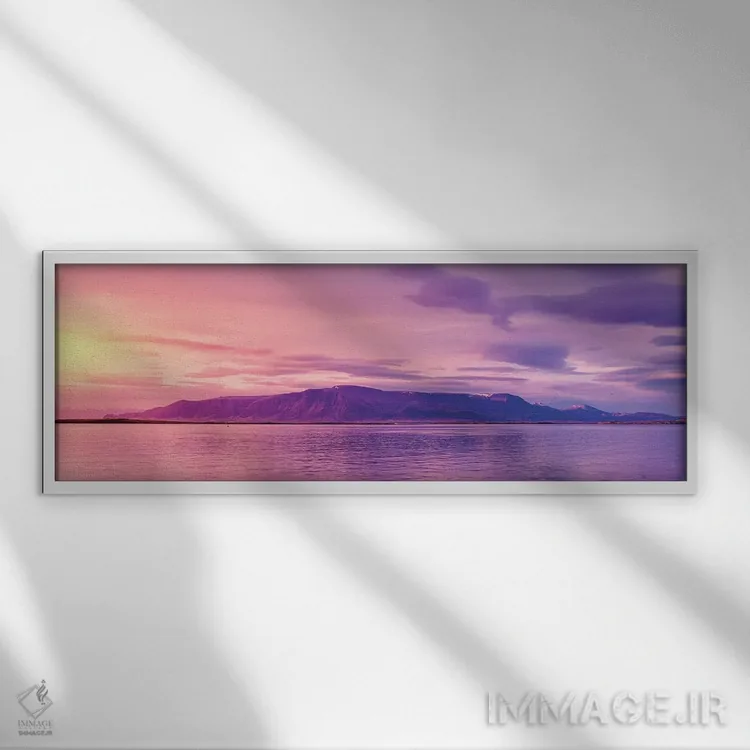 تابلو دکوراتیو Reykjavik, Iceland" - "کوه اسجا در غروب، ریکیاویک، ایسل… اثر پانورامیک ایمجز - نمای قابدار سفید