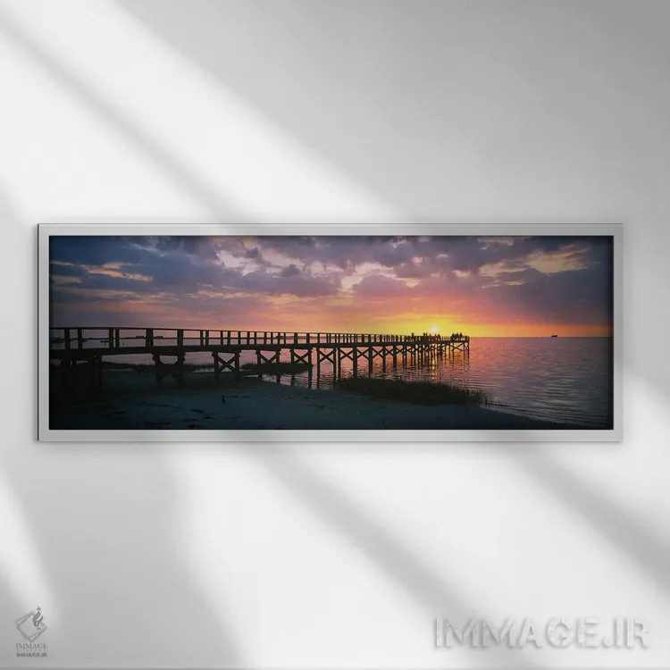 تابلو دکوراتیو Crystal Beach, Florida, USA" - "پیری بر روی ساحل، ساحل… اثر پانورامیک ایمجز - نمای قابدار سفید