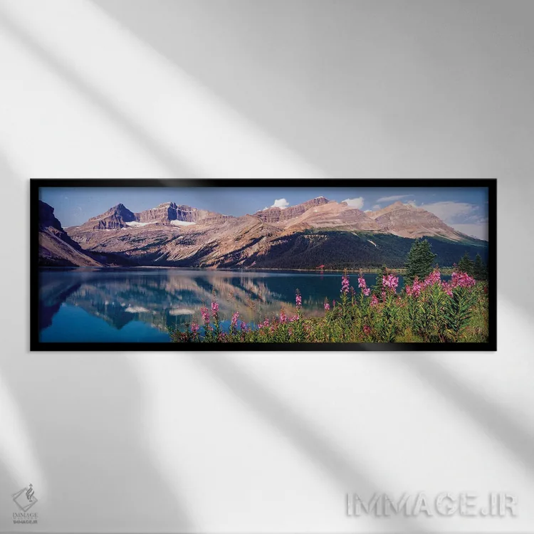 تابلو دکوراتیو Bow Lake, Mt. Jimmy Simpson, Alberta, Canada" - "بازتاب… اثر پانورامیک ایمجز - نمای قابدار مشکی
