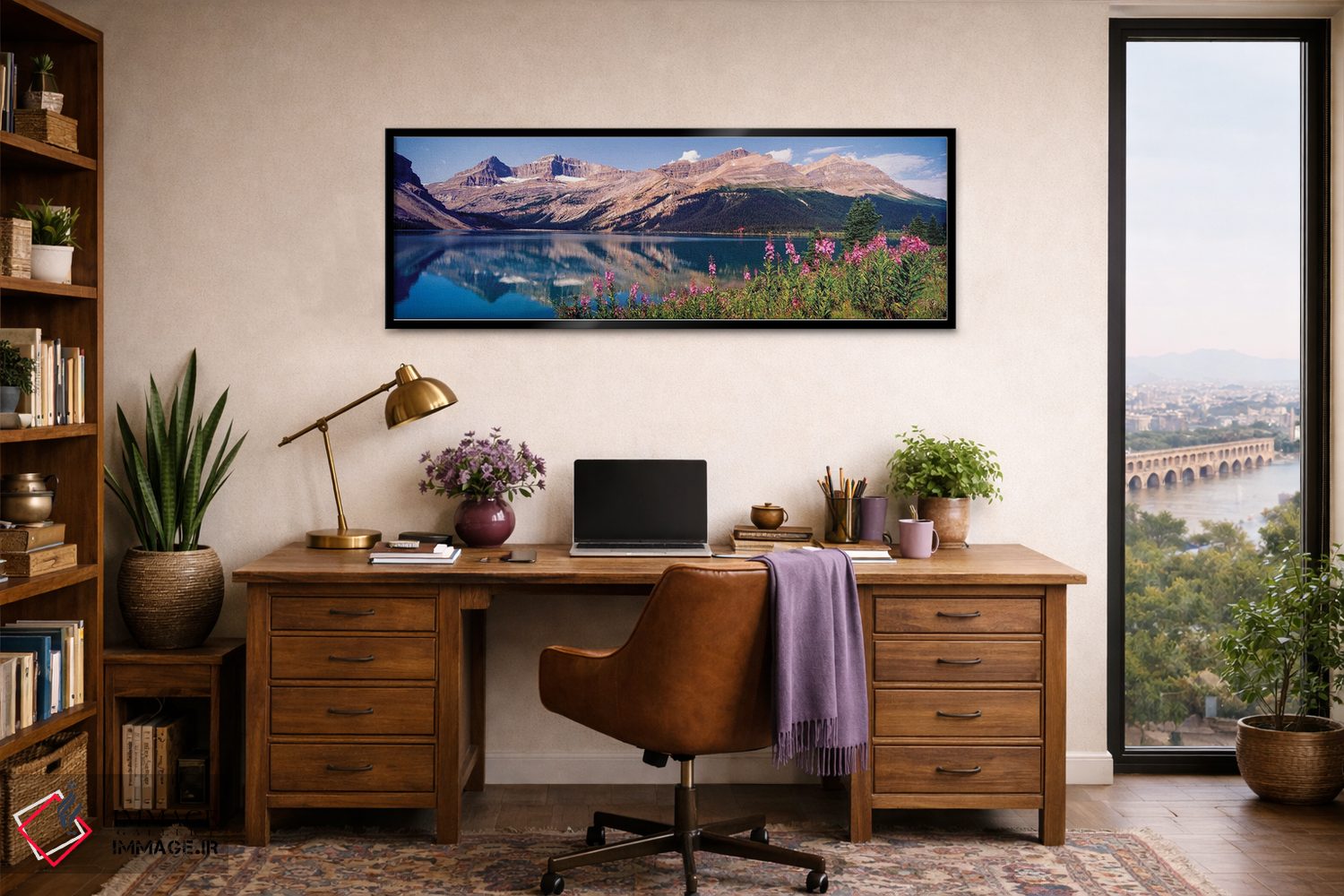 تابلو دکوراتیو Bow Lake, Mt. Jimmy Simpson, Alberta, Canada" - "بازتاب… اثر پانورامیک ایمجز - D2B