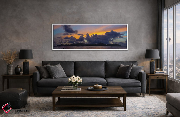 تابلو دکوراتیو La Digue, Seychelles" - "قایق ماهیگیری سیاه شده در دریا… اثر پانورامیک ایمجز - D4W