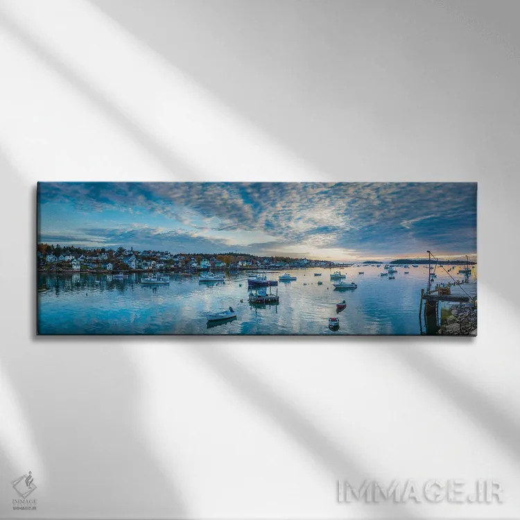 تابلو دکوراتیو Maine, Stonington, Stonington Harbor, Dawn" - "ایالات م… اثر پانورامیک ایمجز - نمای روبهرو روی دیوار