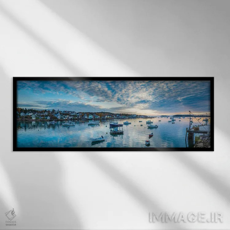 تابلو دکوراتیو Maine, Stonington, Stonington Harbor, Dawn" - "ایالات م… اثر پانورامیک ایمجز - نمای قابدار مشکی