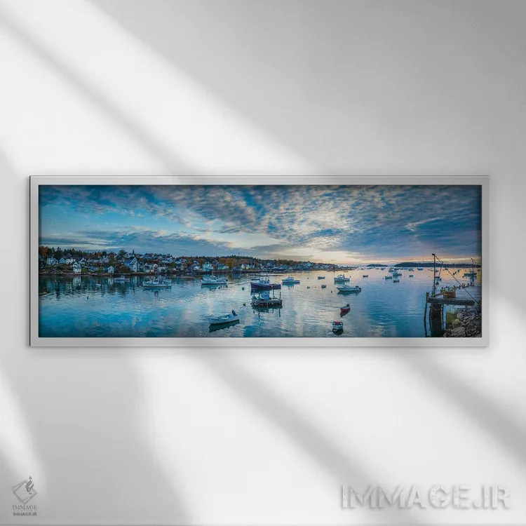 تابلو دکوراتیو Maine, Stonington, Stonington Harbor, Dawn" - "ایالات م… اثر پانورامیک ایمجز - نمای قابدار سفید