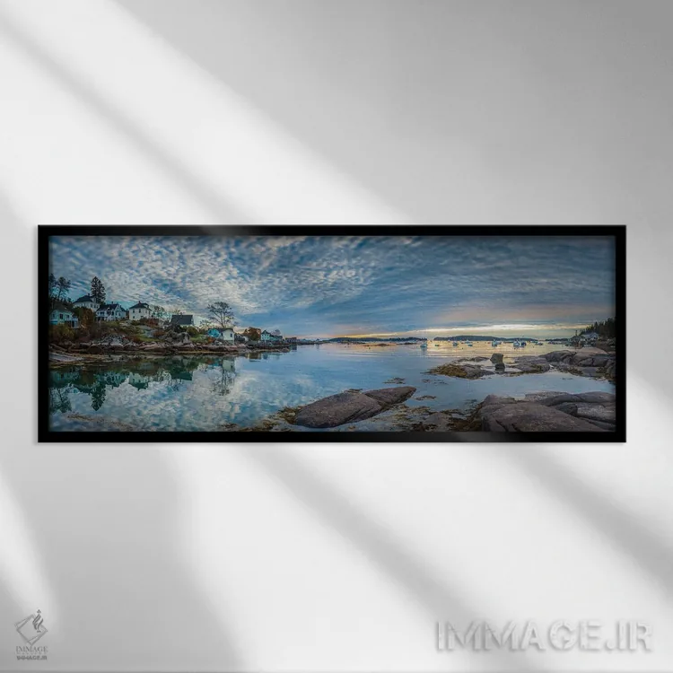 تابلو دکوراتیو Maine, Stonington, Stonington Harbor, Dawn" - "ایالات م… اثر پانورامیک ایمجز - نمای قابدار مشکی