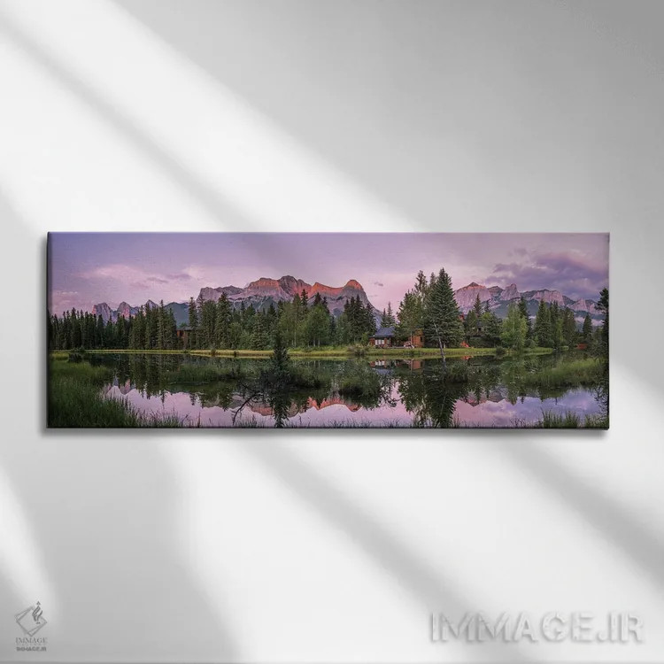 تابلو دکوراتیو Spring Creek Pond, Alberta, Canada" - "نمایی از دریاچه… اثر پانورامیک ایمجز - نمای روبهرو روی دیوار
