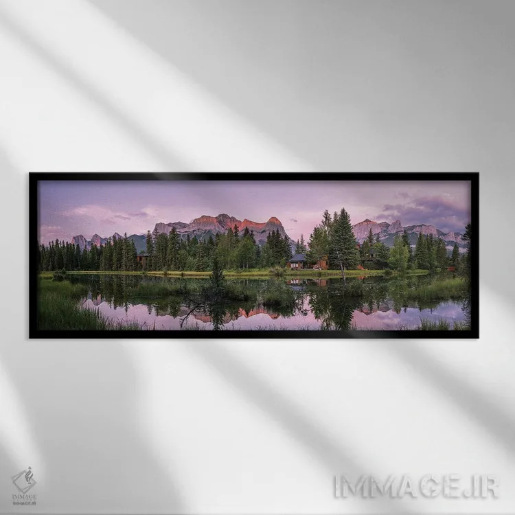 تابلو دکوراتیو Spring Creek Pond, Alberta, Canada" - "نمایی از دریاچه… اثر پانورامیک ایمجز - نمای قابدار مشکی