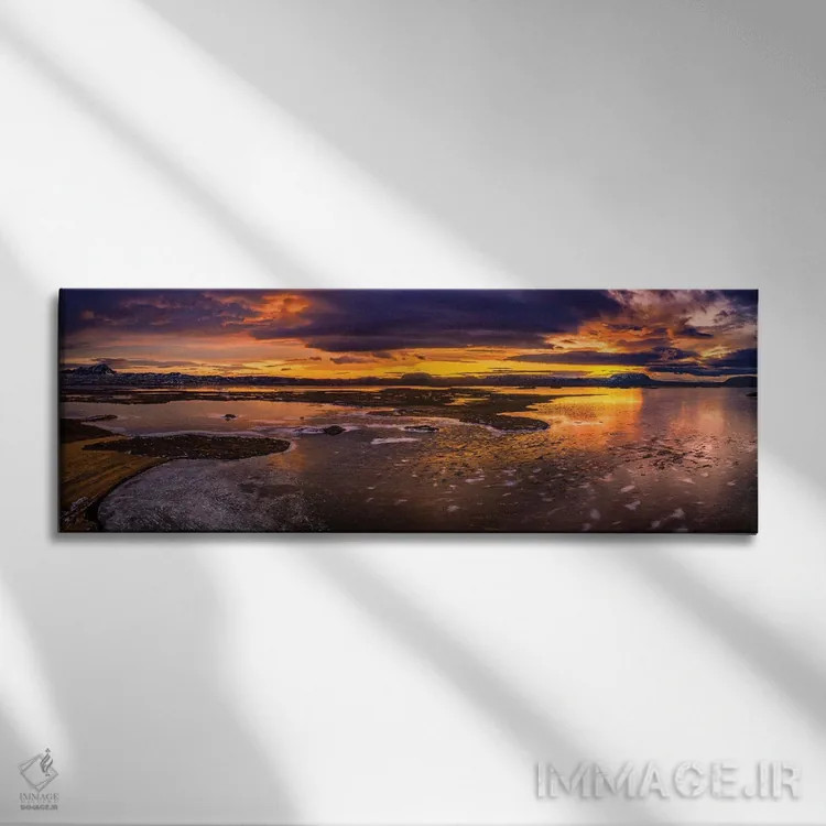 تابلو دکوراتیو Lake Myvatn, Iceland" - "غروب زمستانی، دریاچه میواتن، ا… اثر پانورامیک ایمجز - نمای روبهرو روی دیوار