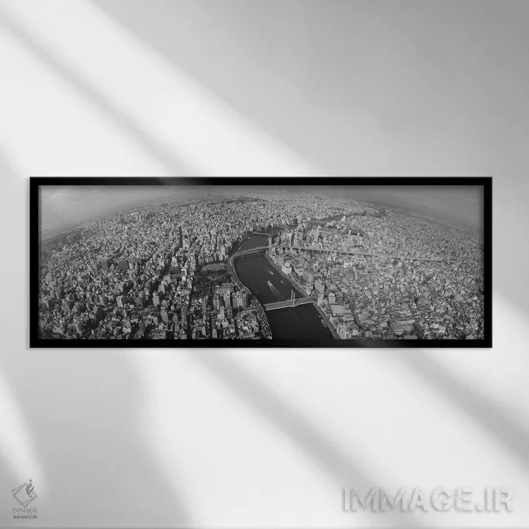 تابلو دکوراتیو Tokyo Prefecture, Japan,نمای هوایی از یک شهر، استان توک… اثر پانورامیک ایمجز - نمای قابدار مشکی