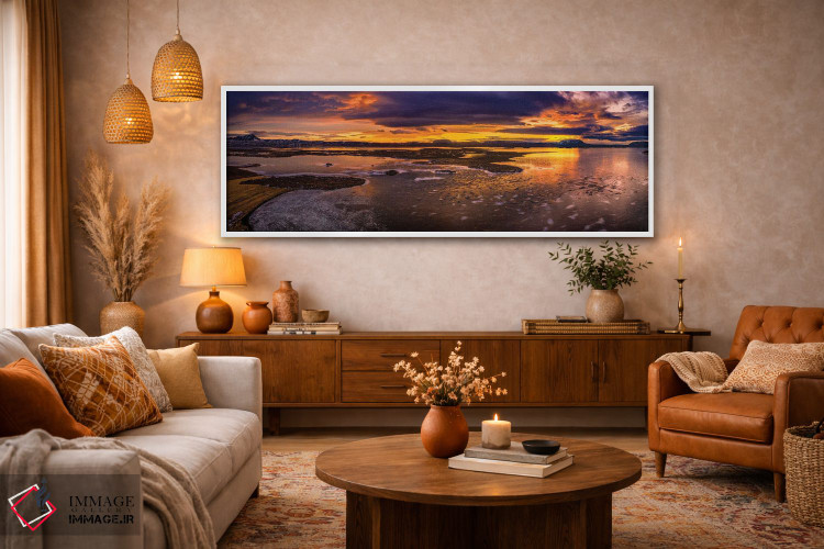 تابلو دکوراتیو Lake Myvatn, Iceland" - "غروب زمستانی، دریاچه میواتن، ا… اثر پانورامیک ایمجز - D4W