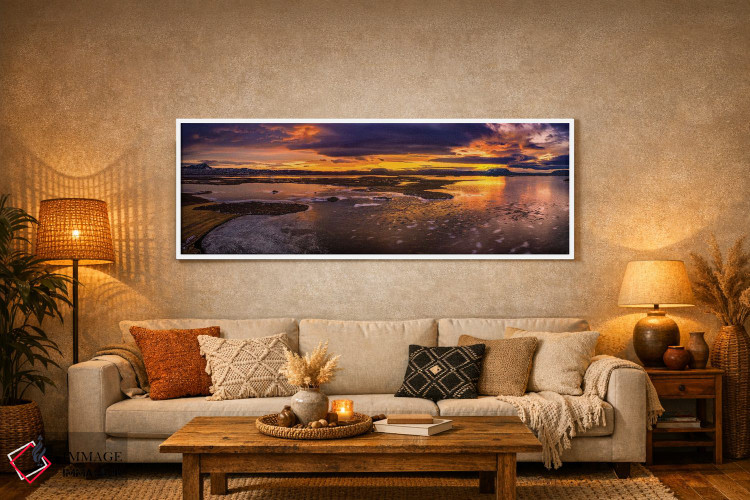 تابلو دکوراتیو Lake Myvatn, Iceland" - "غروب زمستانی، دریاچه میواتن، ا… اثر پانورامیک ایمجز - D5W
