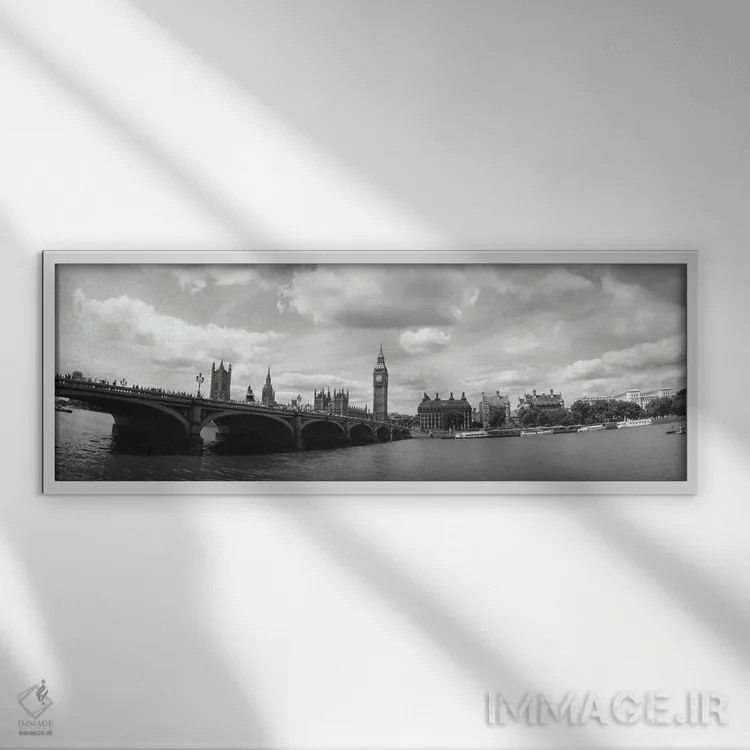 تابلو دکوراتیو City Of Westminster, London, England" - "بیگ بن و مجلس… اثر پانورامیک ایمجز - نمای قابدار سفید