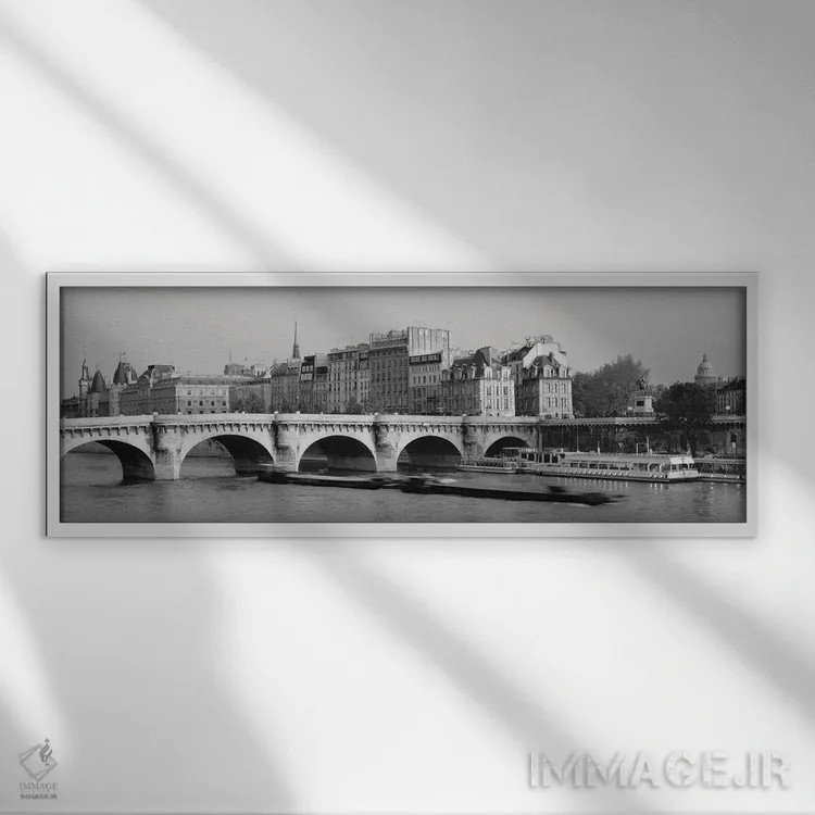 تابلو دکوراتیو Pont Neuf Bridge, Paris, France" - "پل روی رودخانه، پل… اثر پانورامیک ایمجز - نمای قابدار سفید