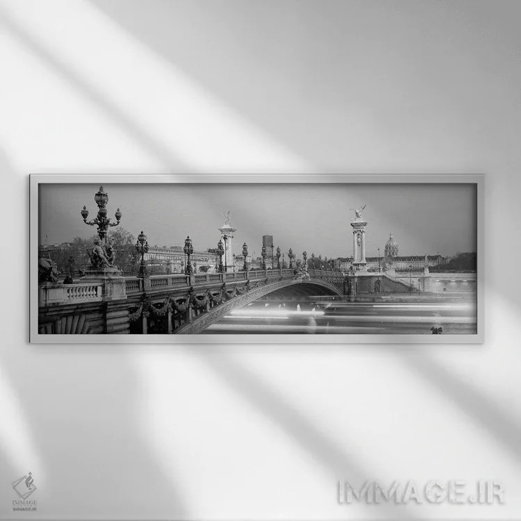 تابلو دکوراتیو Seine River, Paris, France" - "پل روی رودخانه، رودخانه… اثر پانورامیک ایمجز - نمای قابدار سفید
