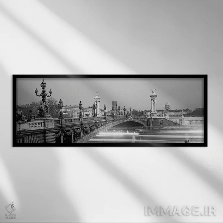 تابلو دکوراتیو Seine River, Paris, France" - "پل روی رودخانه، رودخانه… اثر پانورامیک ایمجز - نمای قابدار مشکی