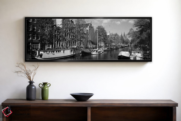 تابلو دکوراتیو Amsterdam, Netherlands" - "قایق ها در یک کانال، آمستردا… اثر پانورامیک ایمجز - D2B