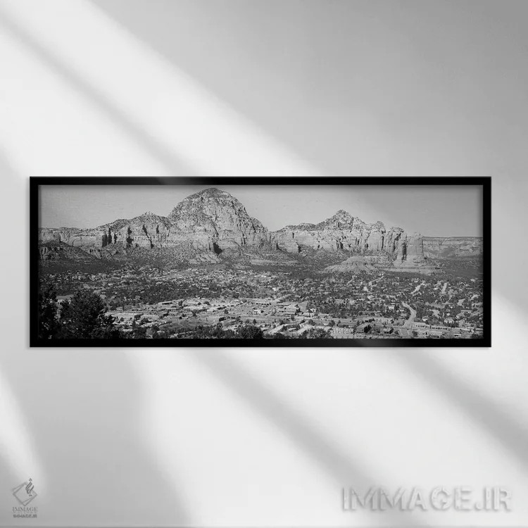 تابلو دکوراتیو کاپیتول بیوت و صخره قهوه جوش، سدونا، آریزونا، آمریکا اثر پانورامیک ایمجز - نمای قابدار مشکی