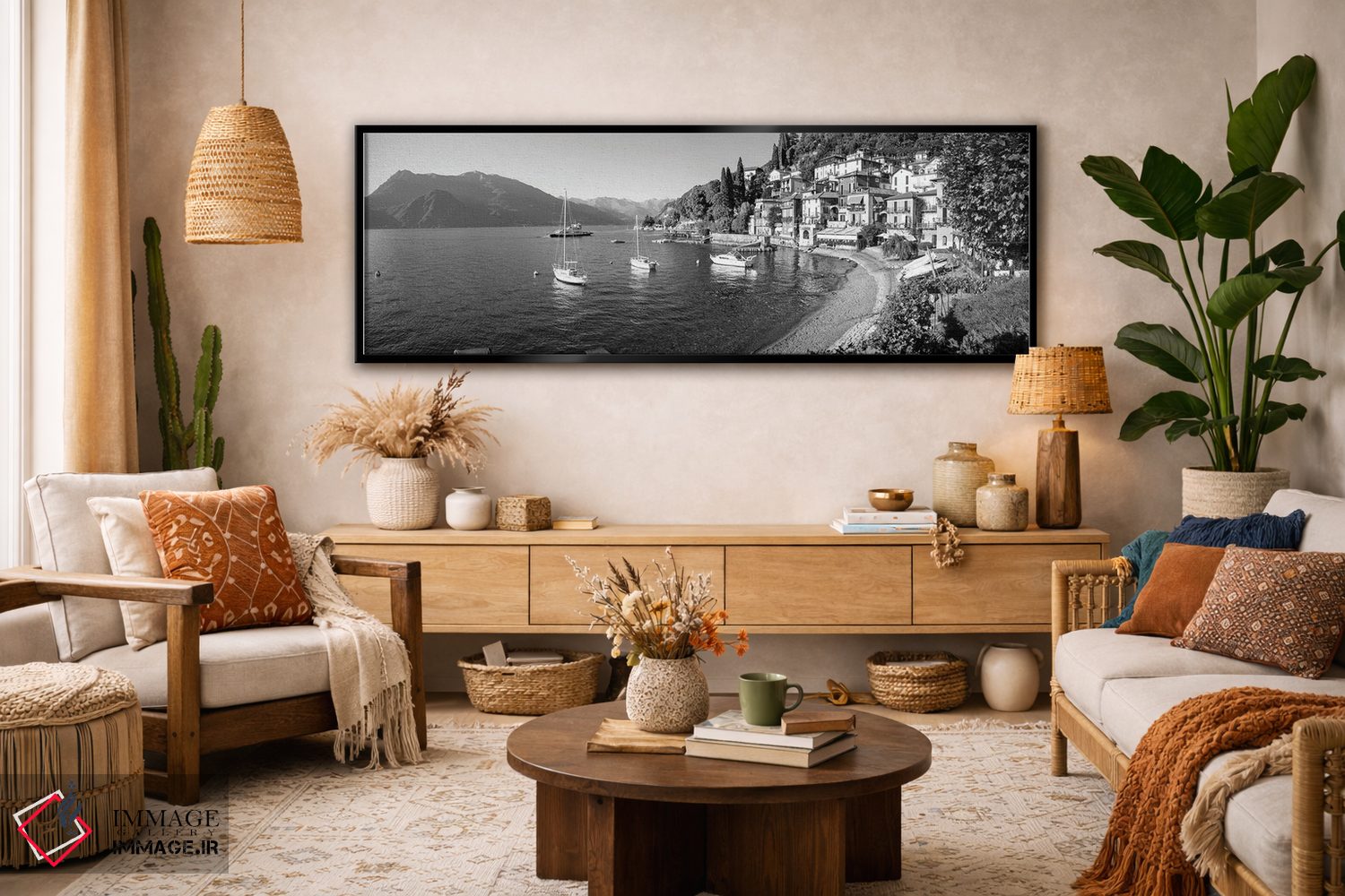 تابلو دکوراتیو Lake Como, Lombardy, Italy" - "منظره اوایل عصر از ساحل… اثر پانورامیک ایمجز - D4B