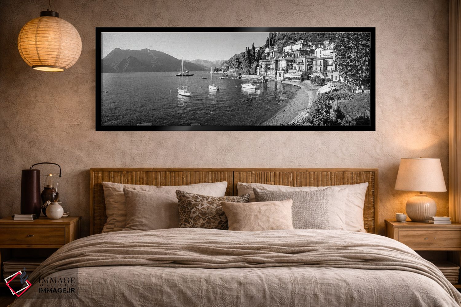 تابلو دکوراتیو Lake Como, Lombardy, Italy" - "منظره اوایل عصر از ساحل… اثر پانورامیک ایمجز - D5B