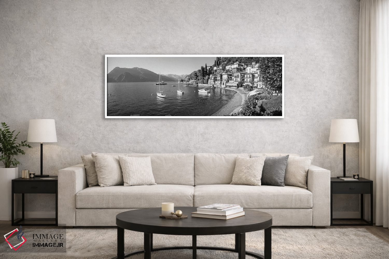تابلو دکوراتیو Lake Como, Lombardy, Italy" - "منظره اوایل عصر از ساحل… اثر پانورامیک ایمجز - D6W