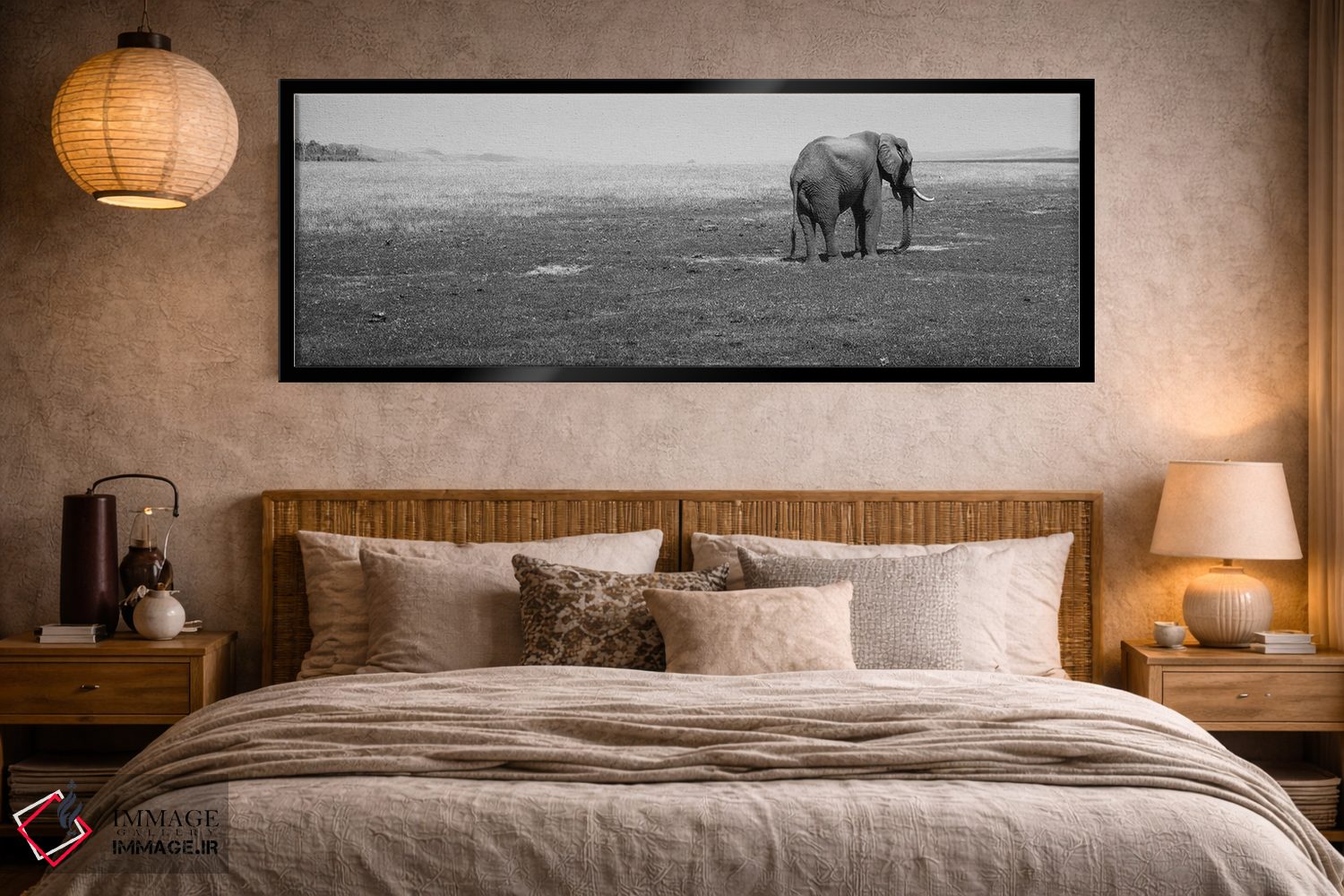 تابلو دکوراتیو Lake Kariba, Zimbabwe" - "فیل ایستاده در یک مزرعه، دریا… اثر پانورامیک ایمجز - D5B