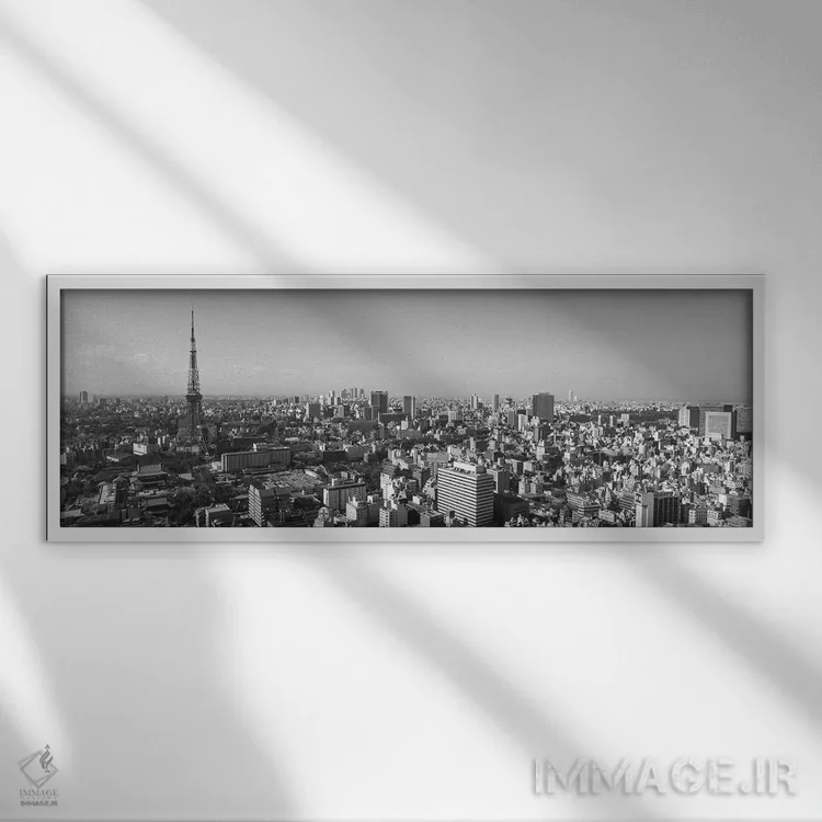 تابلو دکوراتیو Tokyo, Japan" - "نمای از زاویه بالا از یک شهر، توکیو، ژ… اثر پانورامیک ایمجز - نمای قابدار سفید