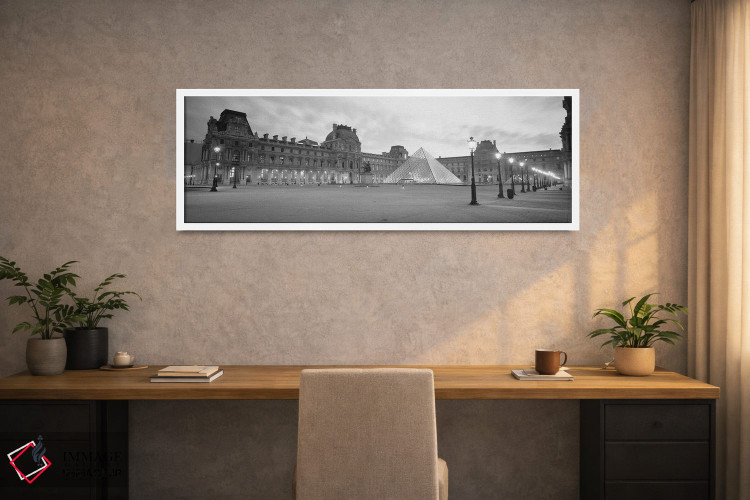 تابلو دکوراتیو Sunset, Lit Up At Night, Louvre, Paris, France" - "موزه… اثر پانورامیک ایمجز - D1W