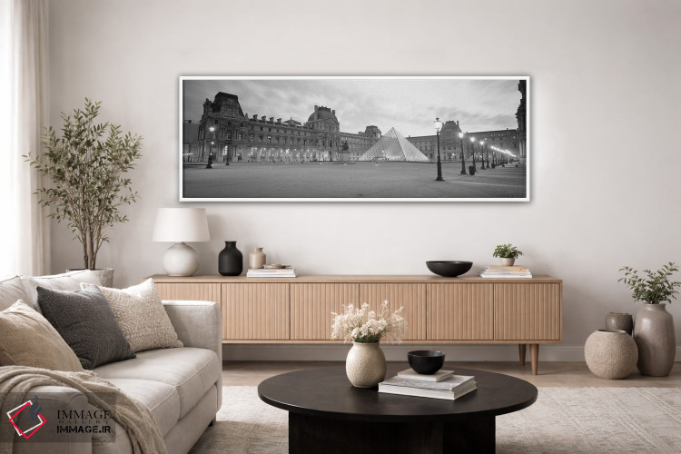تابلو دکوراتیو Sunset, Lit Up At Night, Louvre, Paris, France" - "موزه… اثر پانورامیک ایمجز - D3W