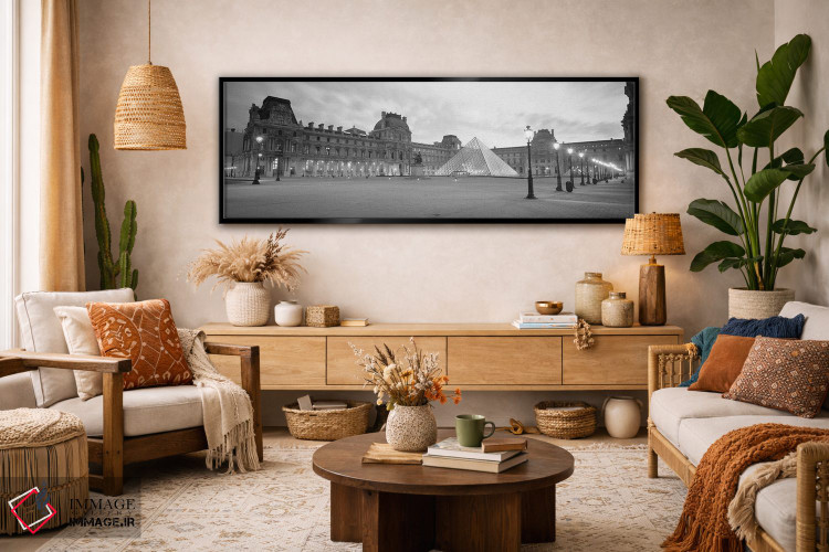 تابلو دکوراتیو Sunset, Lit Up At Night, Louvre, Paris, France" - "موزه… اثر پانورامیک ایمجز - D4B