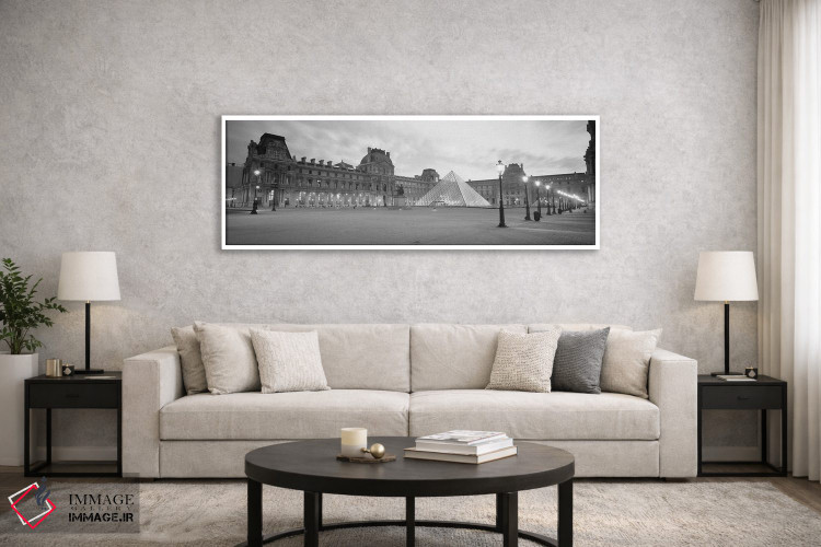 تابلو دکوراتیو Sunset, Lit Up At Night, Louvre, Paris, France" - "موزه… اثر پانورامیک ایمجز - D6W