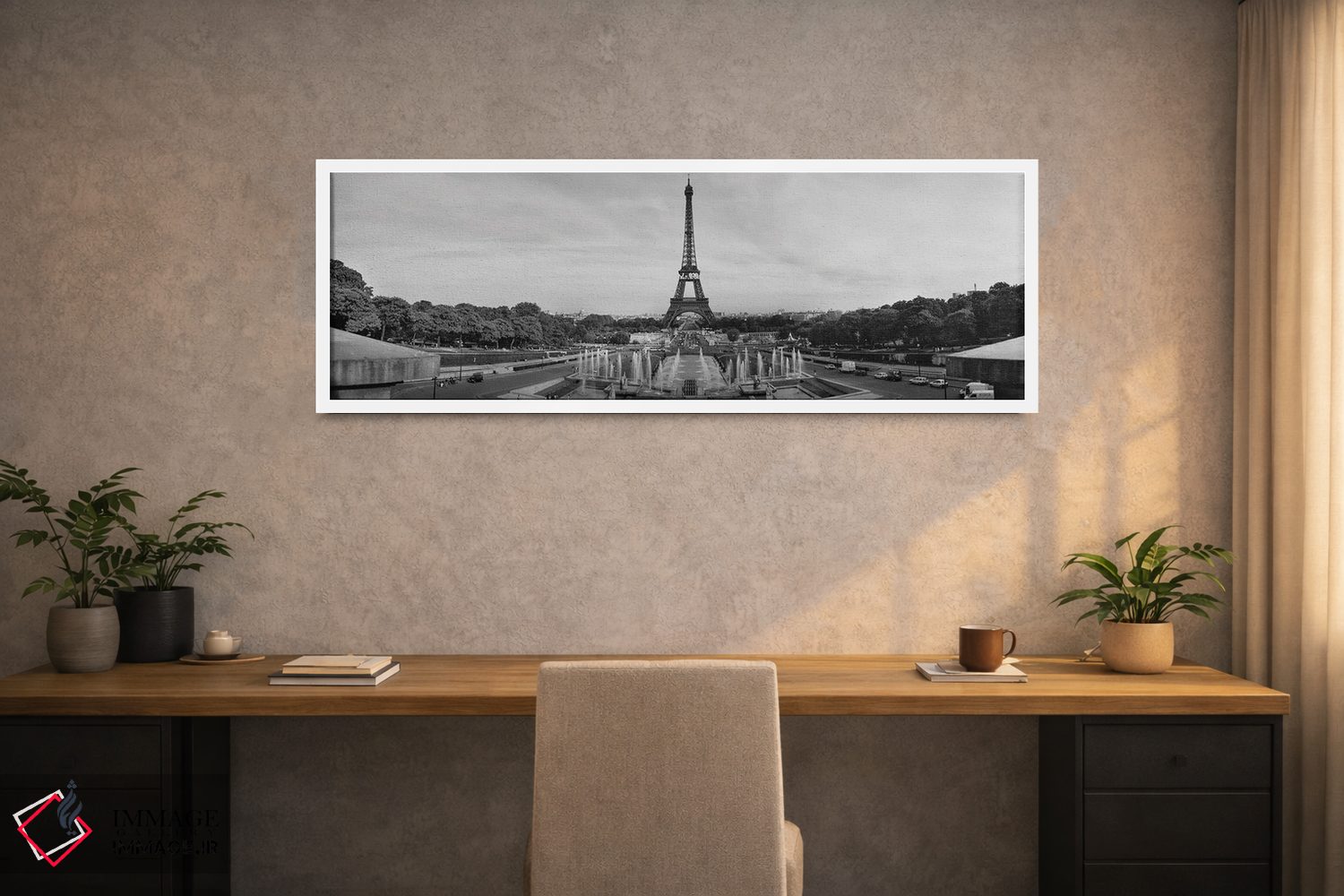 تابلو دکوراتیو Eiffel Tower, Paris, France" - "فواره در مقابل یک برج… اثر پانورامیک ایمجز - D1W