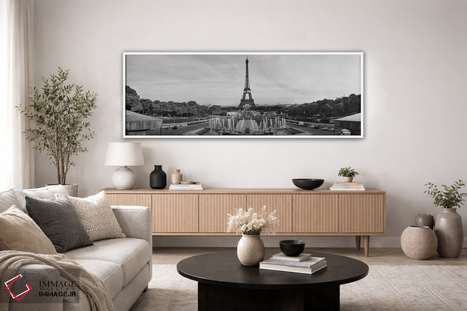 تابلو دکوراتیو Eiffel Tower, Paris, France" - "فواره در مقابل یک برج… اثر پانورامیک ایمجز - D3W