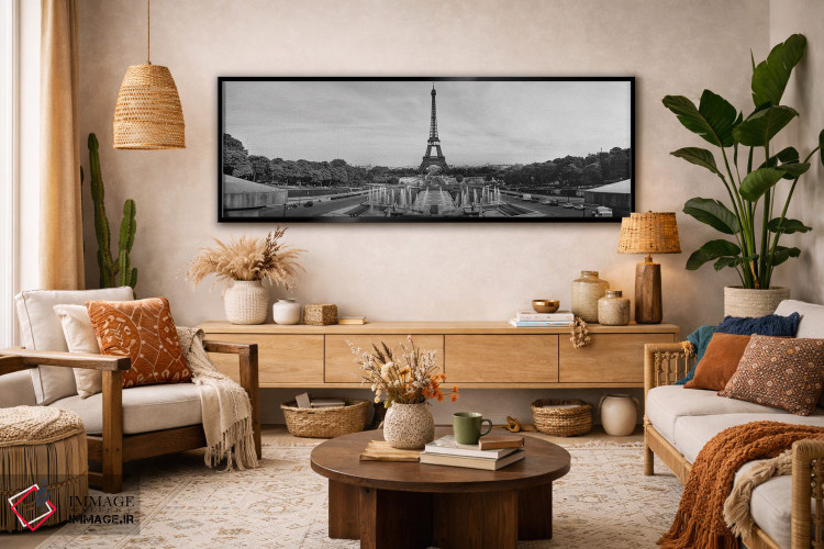 تابلو دکوراتیو Eiffel Tower, Paris, France" - "فواره در مقابل یک برج… اثر پانورامیک ایمجز - D4B