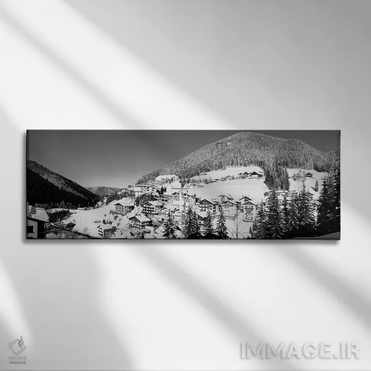 تابلو دکوراتیو Carezza Dolomites, Alto Adige, Italy" - "خانه ها در دره… اثر پانورامیک ایمجز - نمای روبهرو روی دیوار