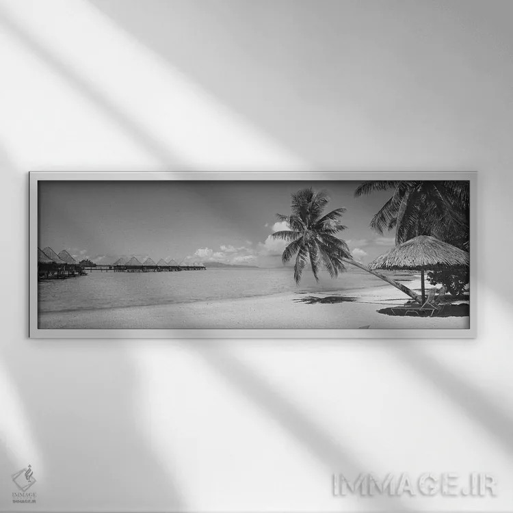 تابلو دکوراتیو Moana Beach, Bora Bora, French Polynesia" - "صندلی راحت… اثر پانورامیک ایمجز - نمای قابدار سفید