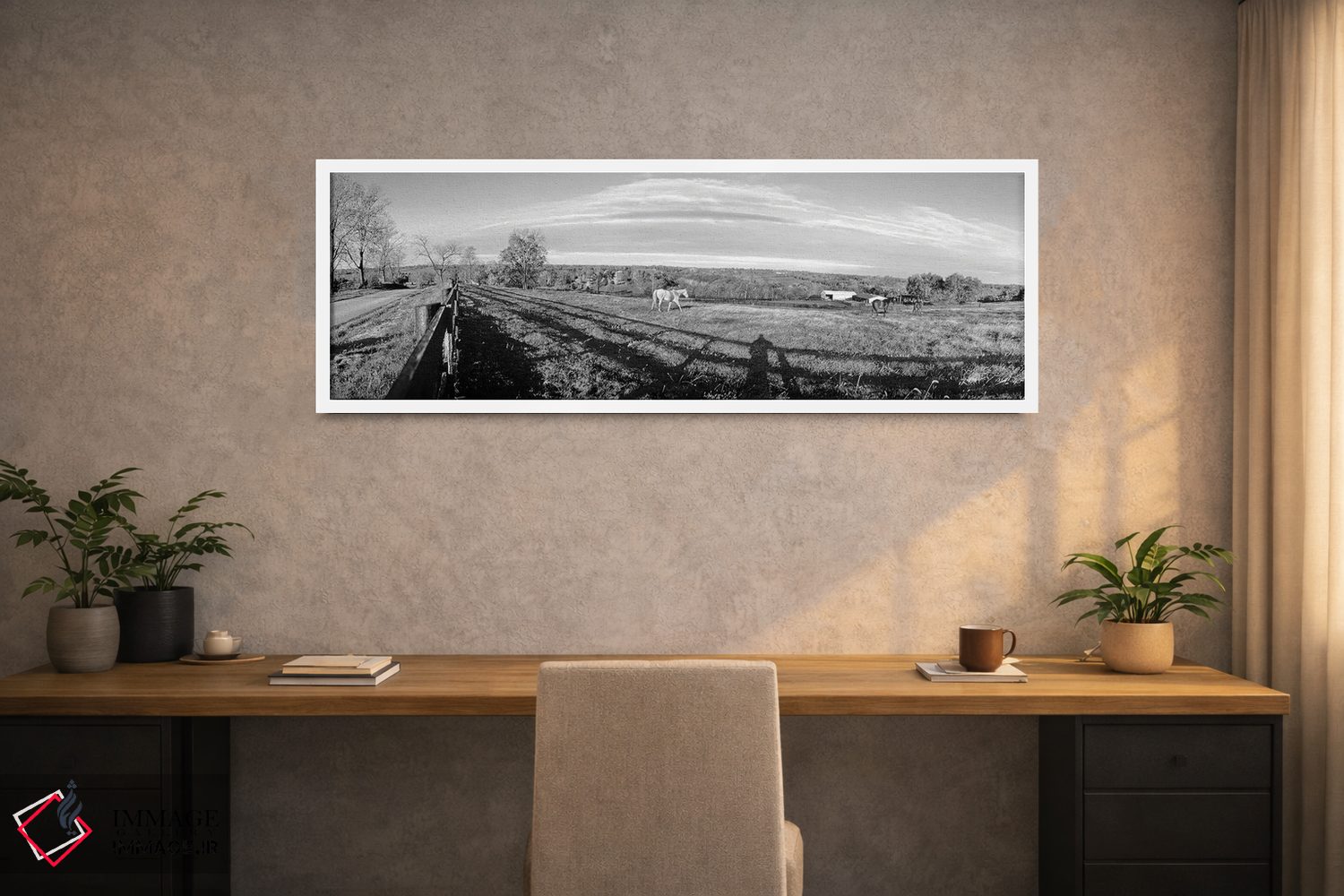 تابلو دکوراتیو Lexington, Kentucky, USA" - "اسب ها در حال چرا در یک زم… اثر پانورامیک ایمجز - D1W