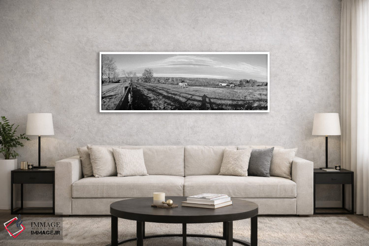 تابلو دکوراتیو Lexington, Kentucky, USA" - "اسب ها در حال چرا در یک زم… اثر پانورامیک ایمجز - D6W