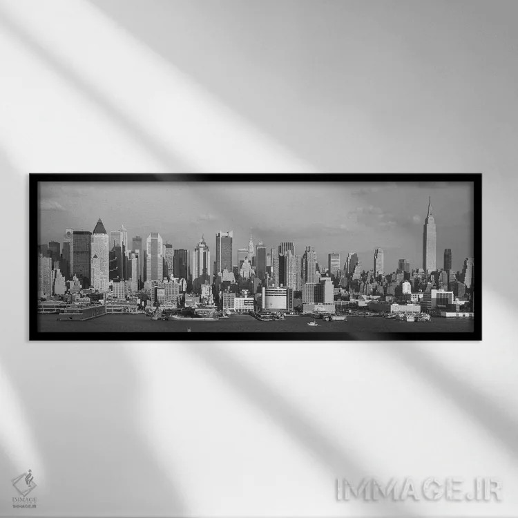 تابلو دکوراتیو New York City, New York State, USA" - "افق مانهتن در سا… اثر پانورامیک ایمجز - نمای قابدار مشکی