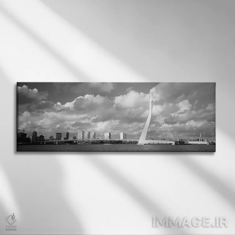تابلو دکوراتیو Holland, Rotterdam, Erasmus Bridge" - "هلند، هلند، روتر… اثر پانورامیک ایمجز - نمای روبهرو روی دیوار