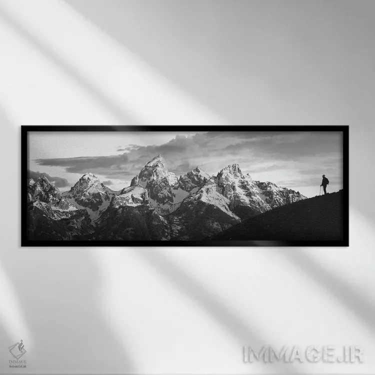 تابلو دکوراتیو Grand Teton National Park, Wyoming, USA" - "سیلوئت یک ک… اثر پانورامیک ایمجز - نمای قابدار مشکی