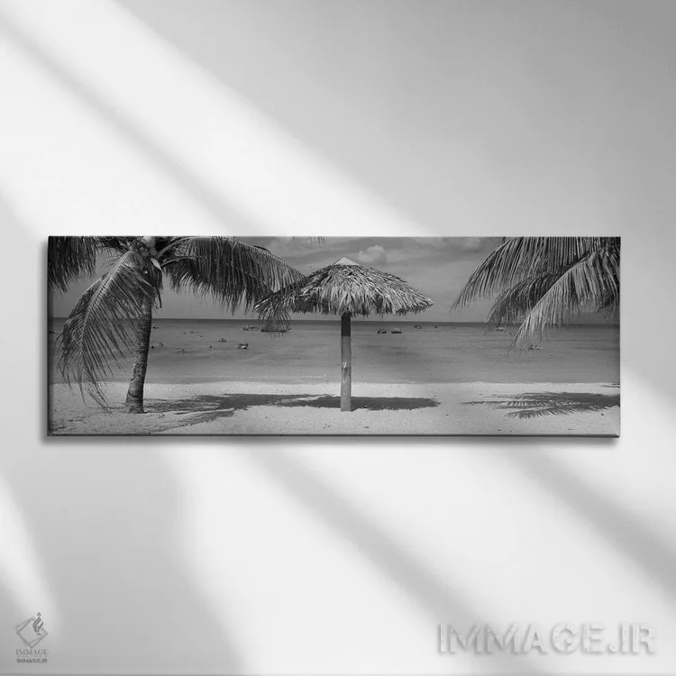 تابلو دکوراتیو La Boca, Cuba,سایه بان بر ساحل، لا بوکا، کوبا اثر پانورامیک ایمجز - نمای روبهرو روی دیوار