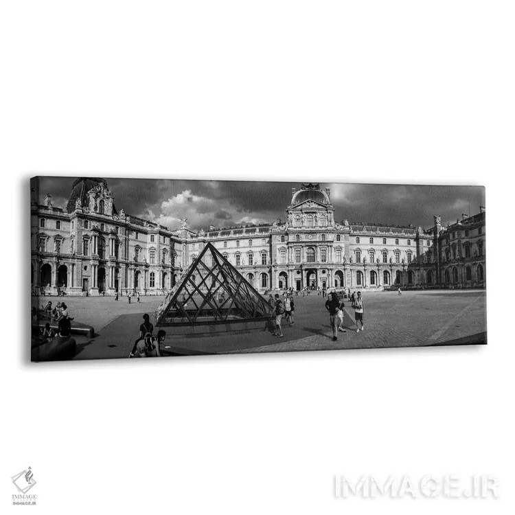 تابلو دکوراتیو گردشگران نزدیک هرم شیشه ای در موزه لوور، پاریس، فرانسه اثر پانورامیک ایمجز - نمای پرسپکتیو محصول