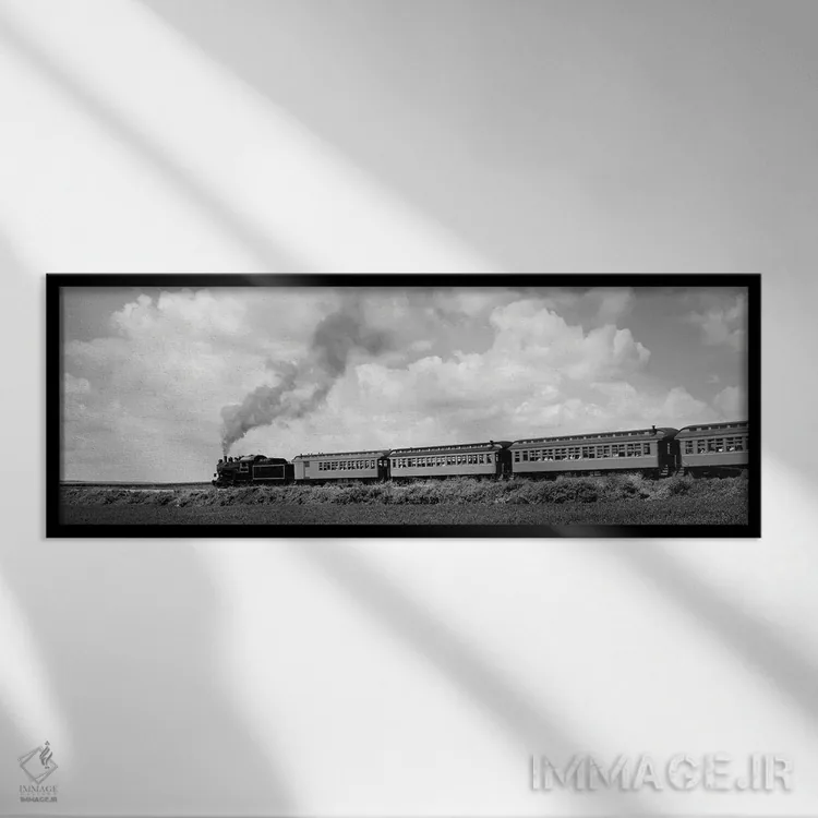 تابلو دکوراتیو قطار در حال حرکت روی ریل، استراسبورگ، لنکستر، پنسیلوانی… اثر پانورامیک ایمجز - نمای قابدار مشکی